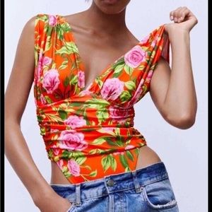 ZARA Pretty‎ Sexy floral tropical Bodysuit NEW size small